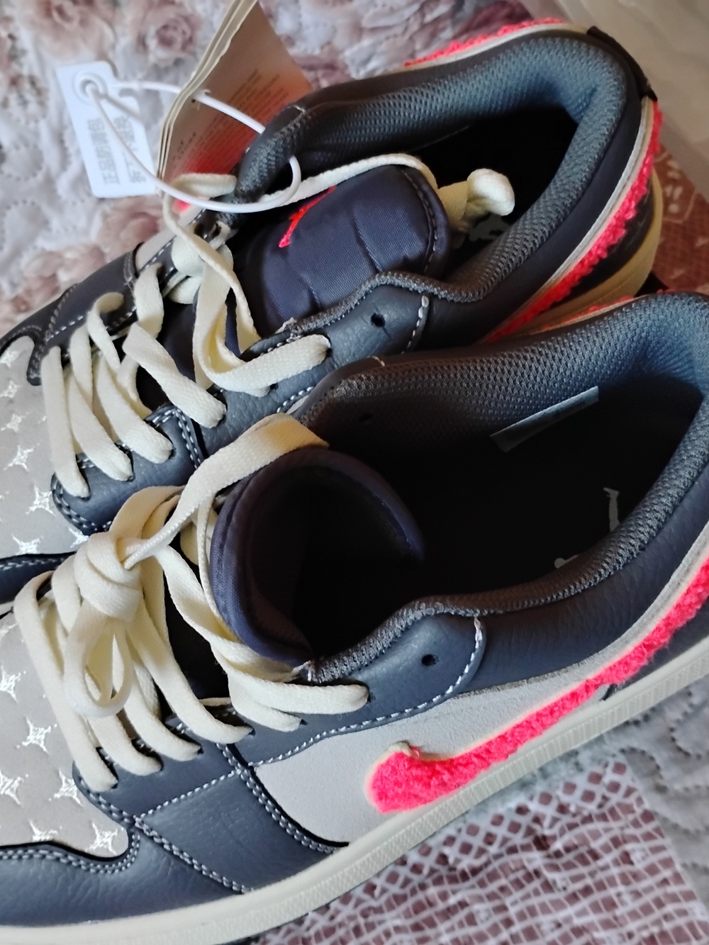 Nike Gray and Bright Pink Low-Top Sneakers